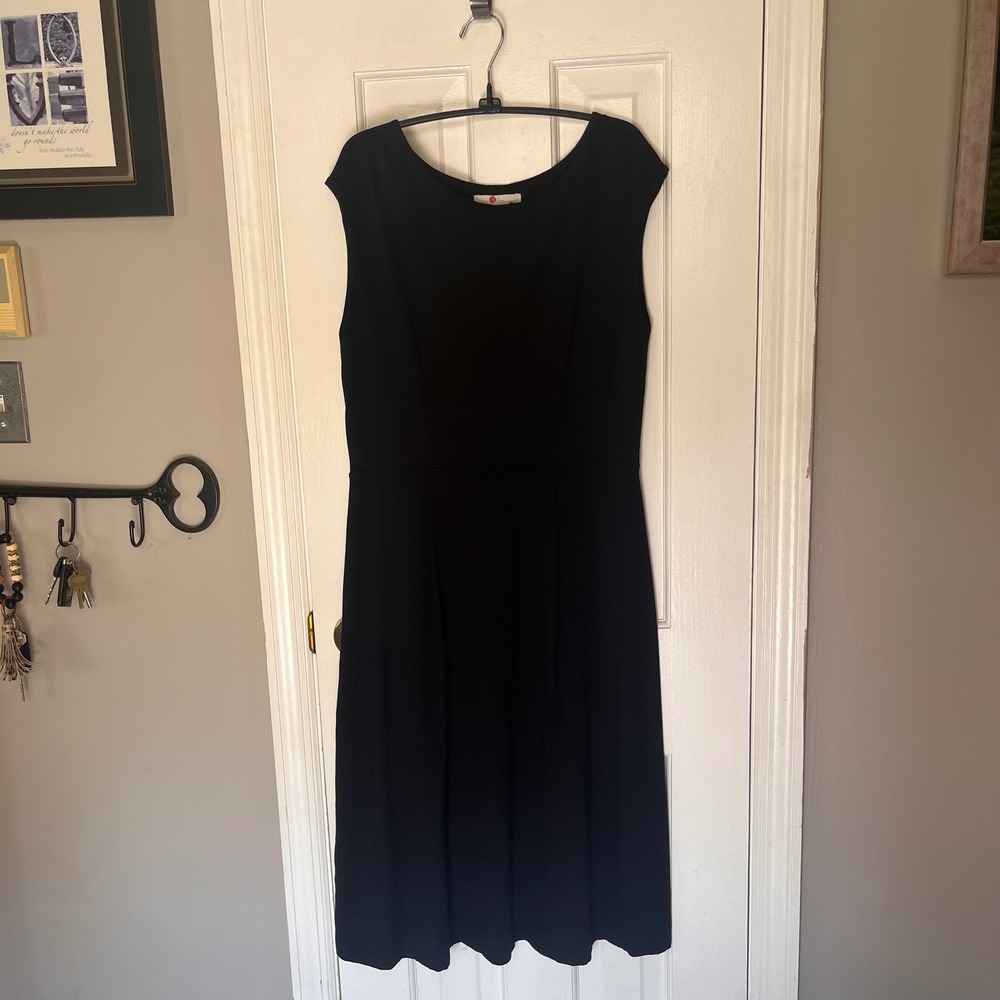 Boden Black Fit and Flare Dress Womens 10L Sleeveless Scoop Neck Viscose Blend